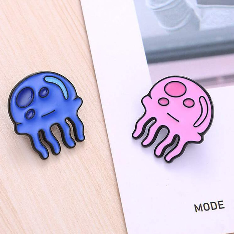 Embroidery Fish - Distintivi metallici per meduse Kawaii Blu