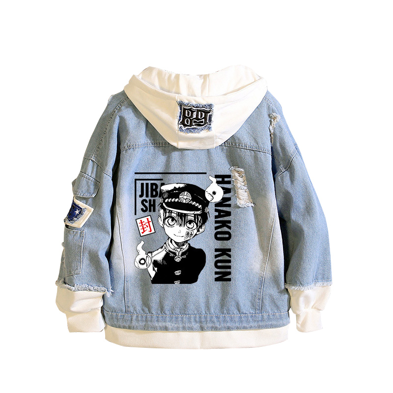 Embroidery Jacket Jeans - Bound Toilet Hanako-kun Demin Jacket felpa