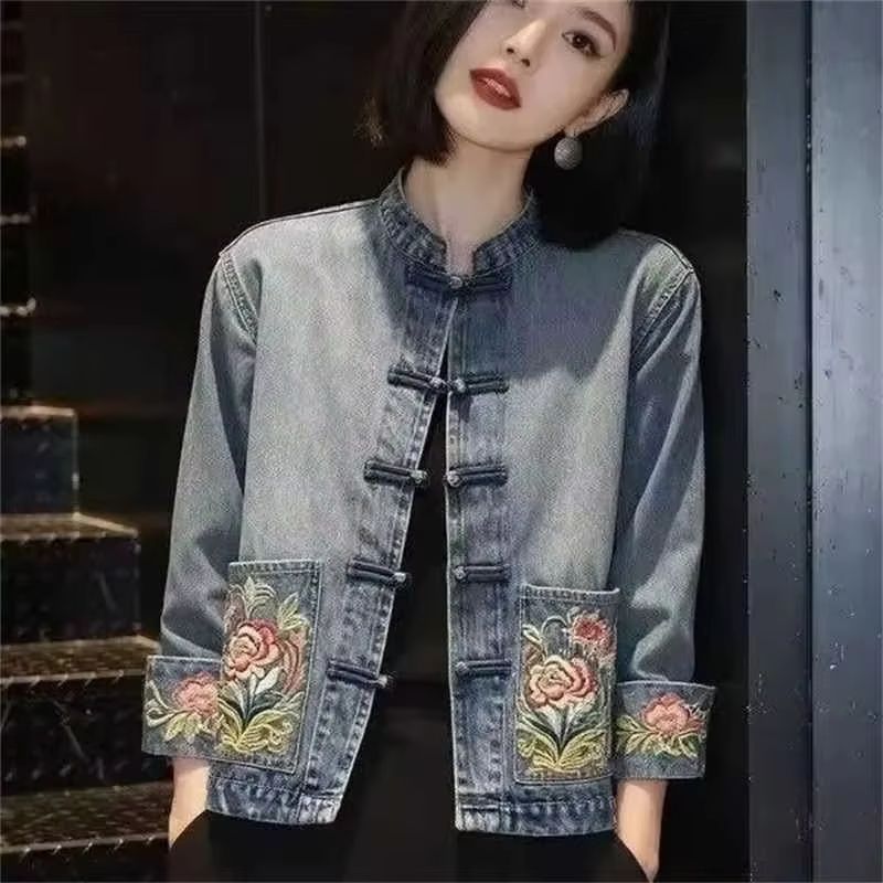 Embroidery Jacket Jeans - Giacca di Jeans da Donna Ricamata