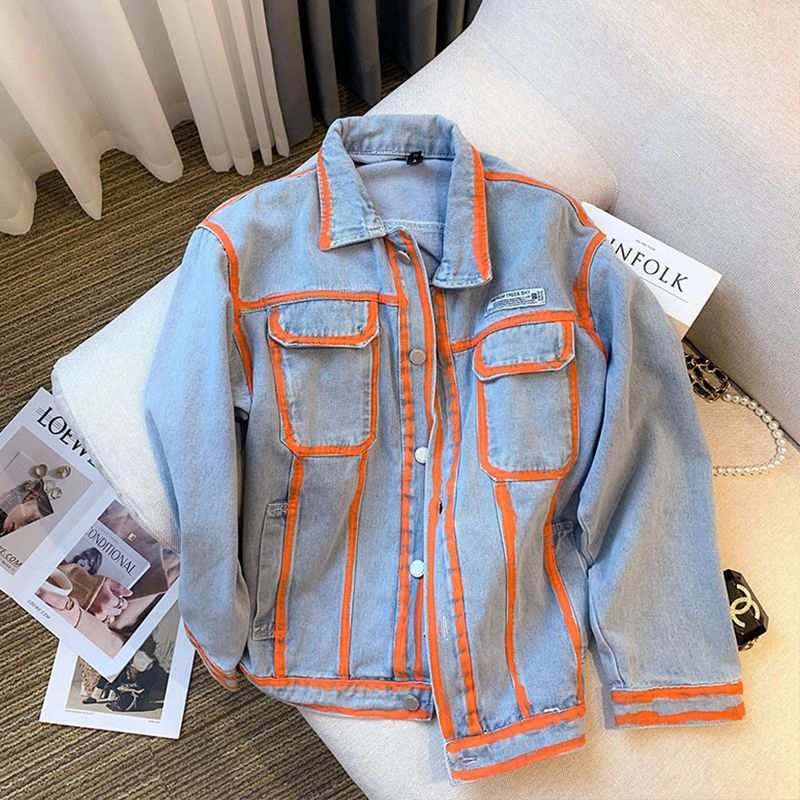 Embroidery Jacket Jeans - Giacca di jeans da donna retrò