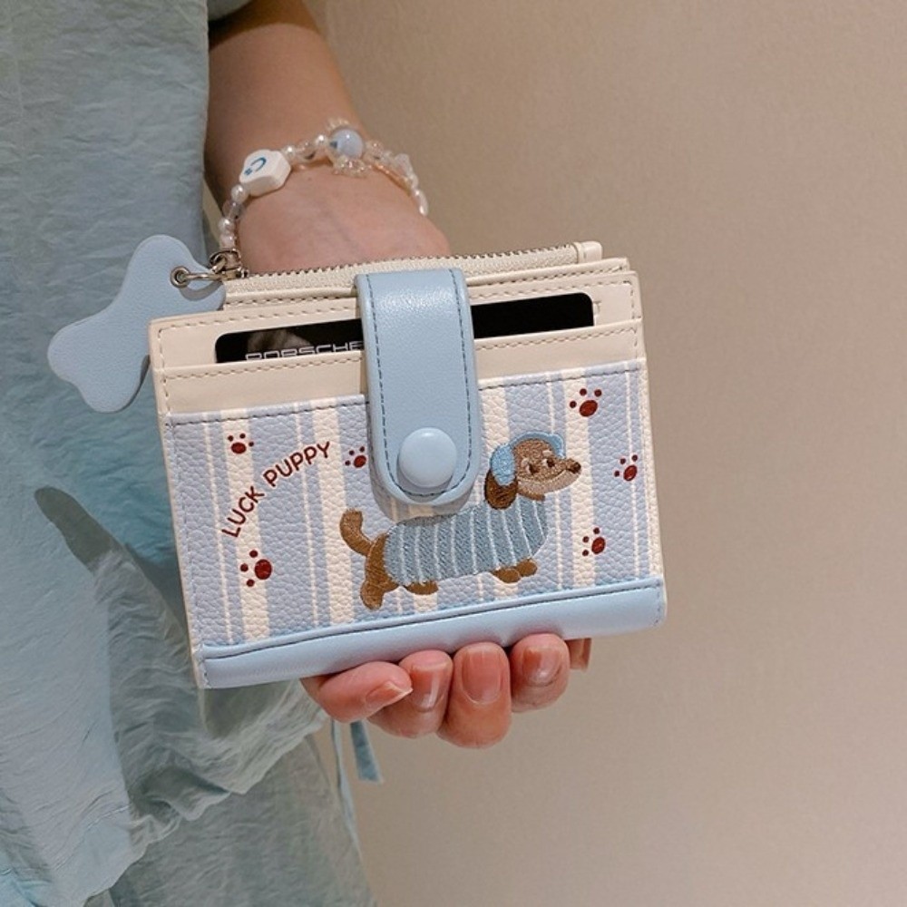 Embroidery Wallet - Portafoglio corto ricamato bassotto stile coreano