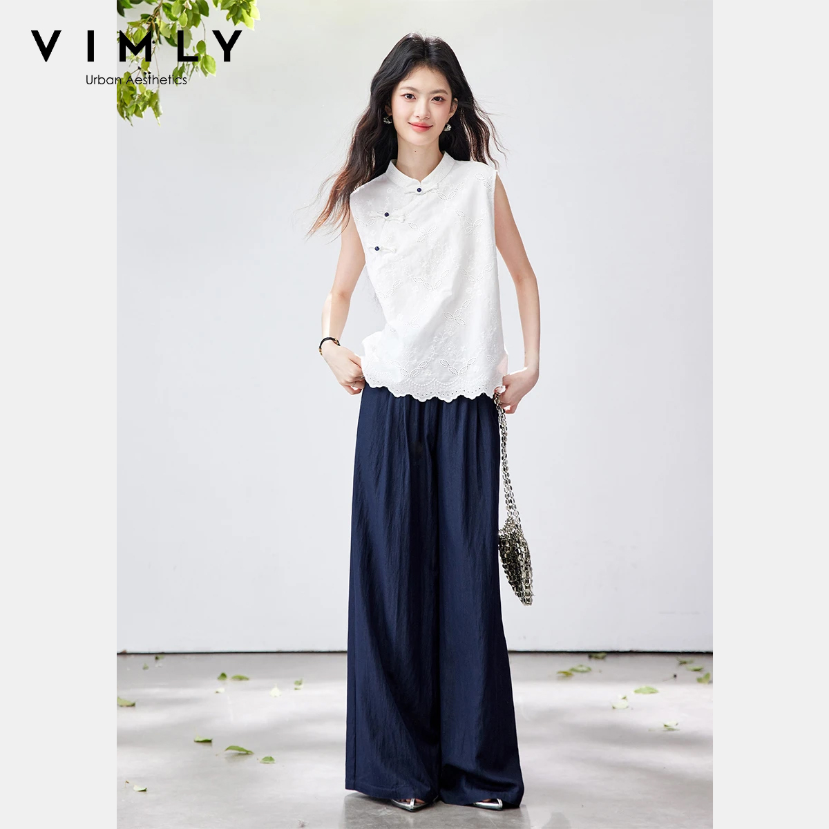 Embroidery Uniforms - VIMLY Completo Due Pezzi Stile Cinese