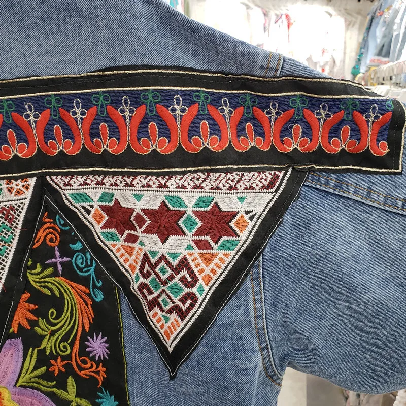 Embroidery Jacket Jeans - Giacca di jeans con nappe con