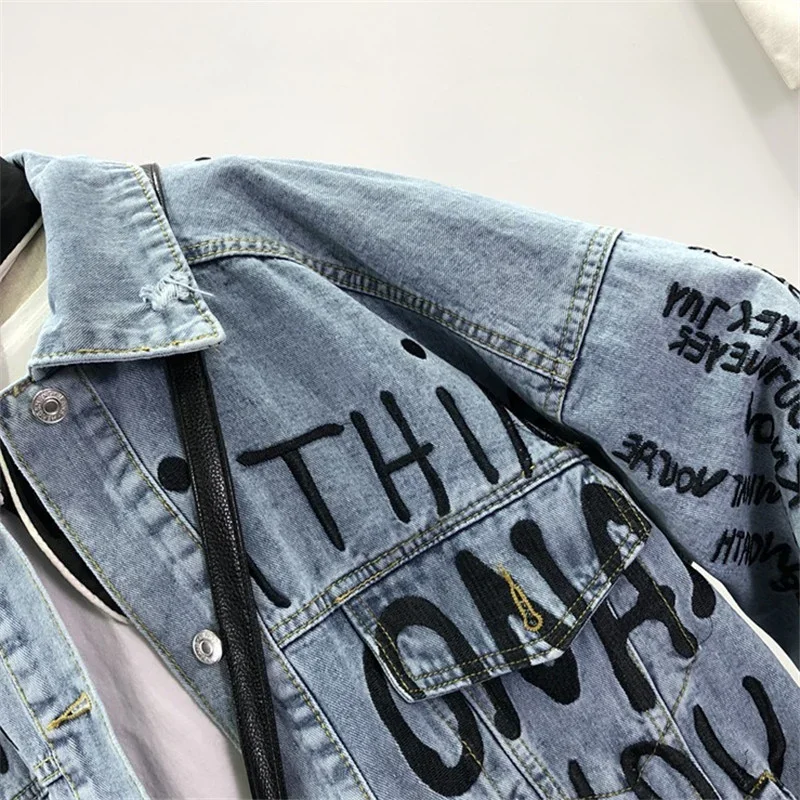 Autunno coreano lettera ricamo - Embroidery Jacket Jeans recensione e prezzo
