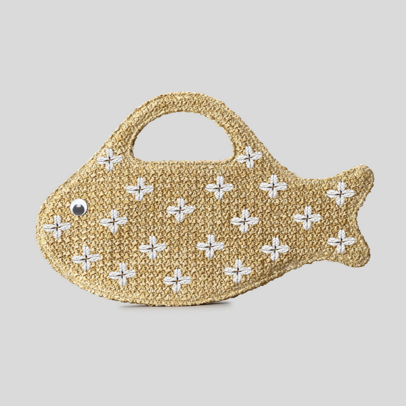 Borsa in Rafia Intrecciata, Bo - Embroidery Fish recensione e prezzo